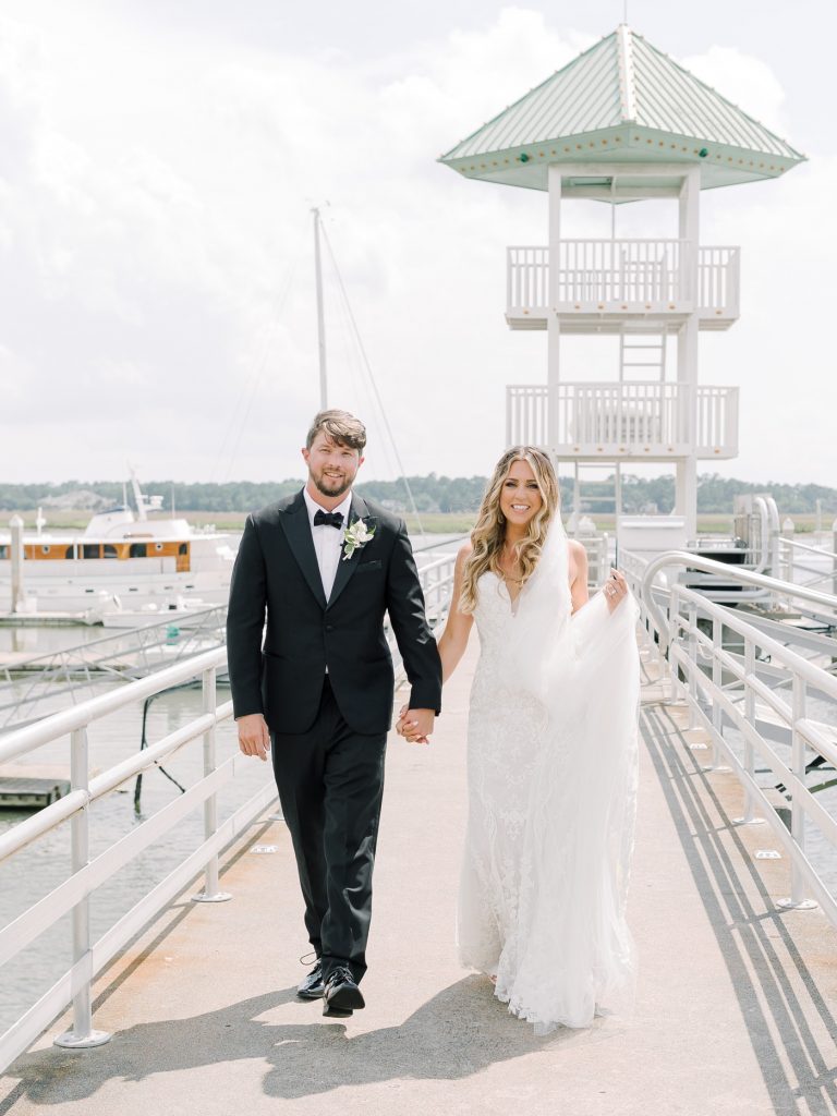 Bride and groom portraits at Savannah Yacht Club