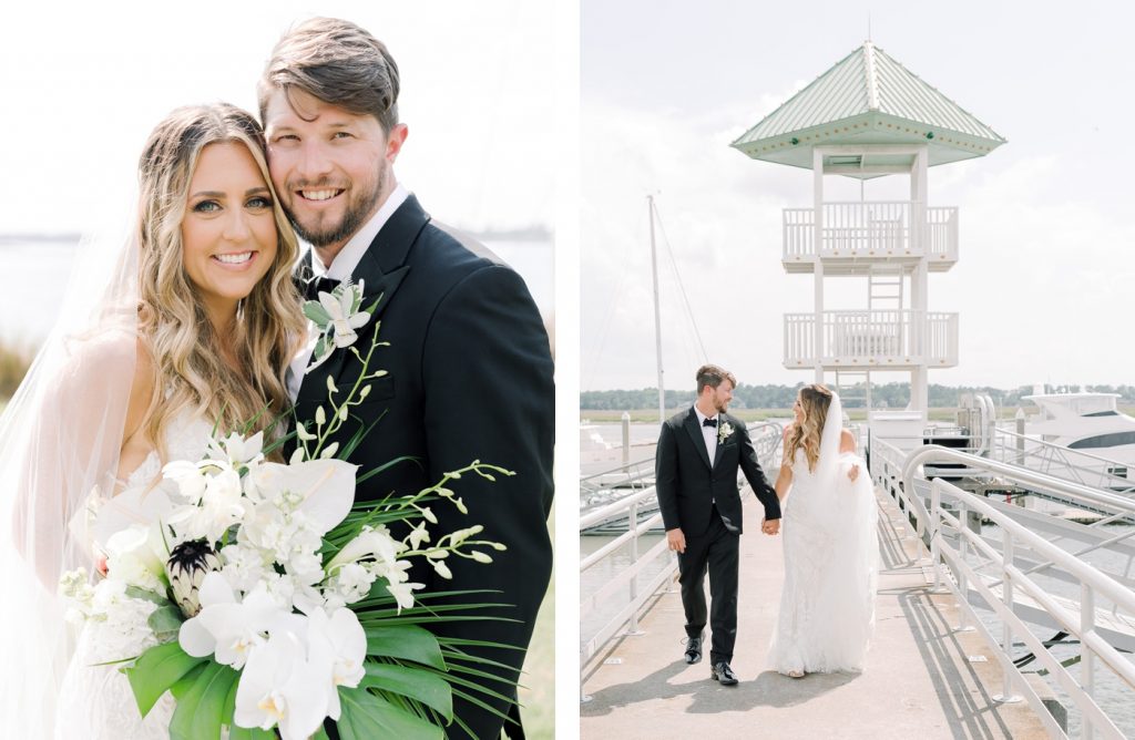 Bride and groom portraits at Savannah Yacht Club