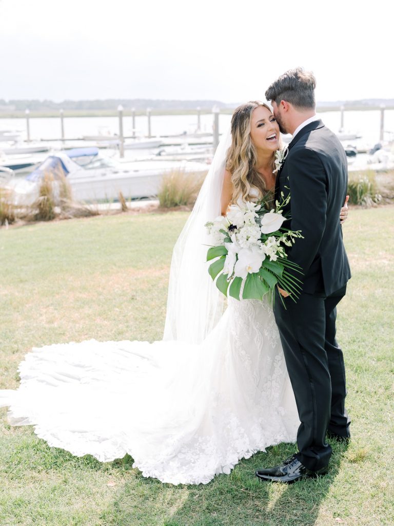 Bride and groom portraits at Savannah Yacht Club