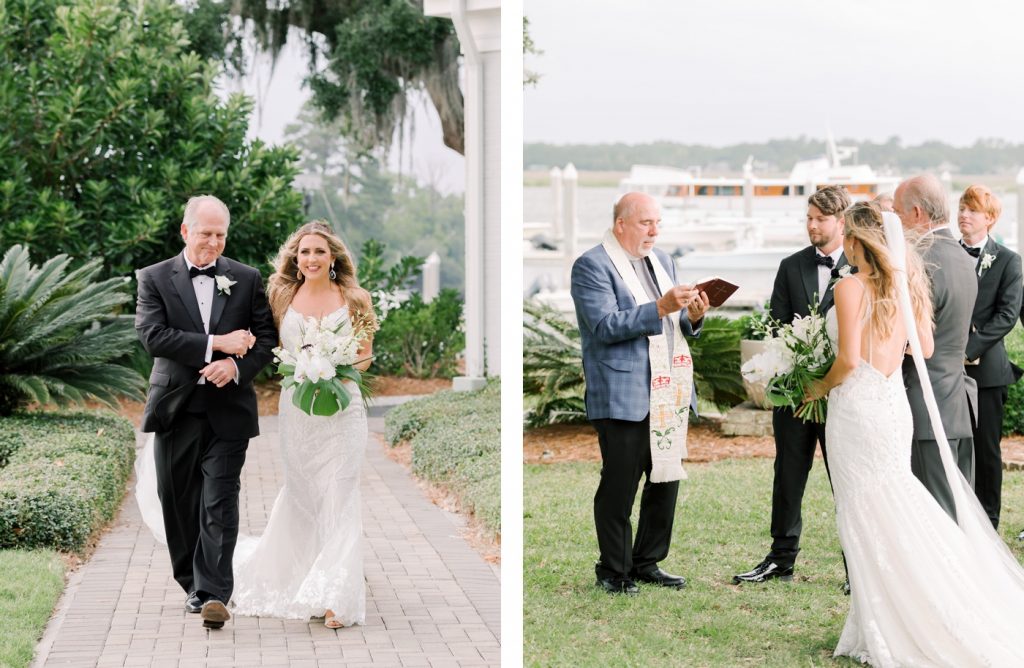 Outdoor wedding ceremony at Savannah Yacht Club