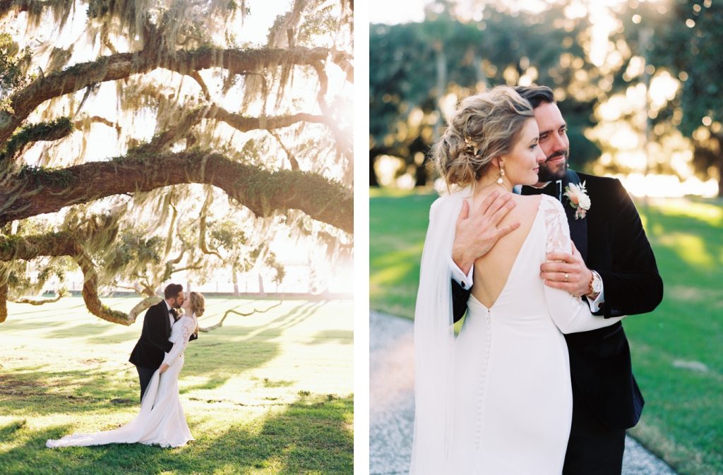 Bride and groom portraits at Jekyll Island Club by Amanda Olivia Photography