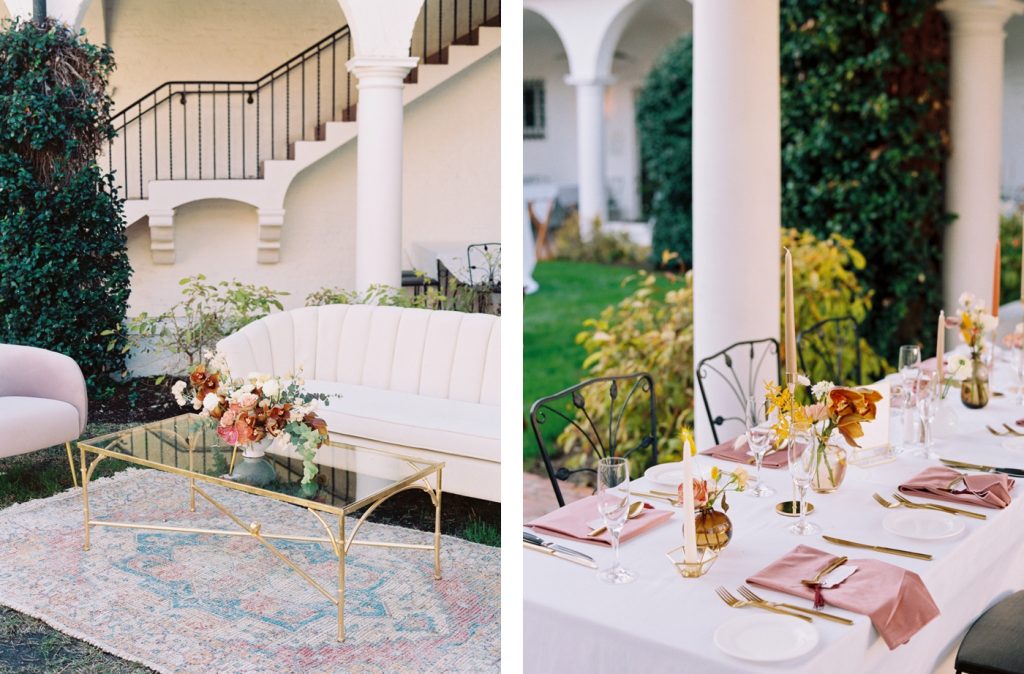 Wedding reception on the wrap-around porch of Crane Cottage