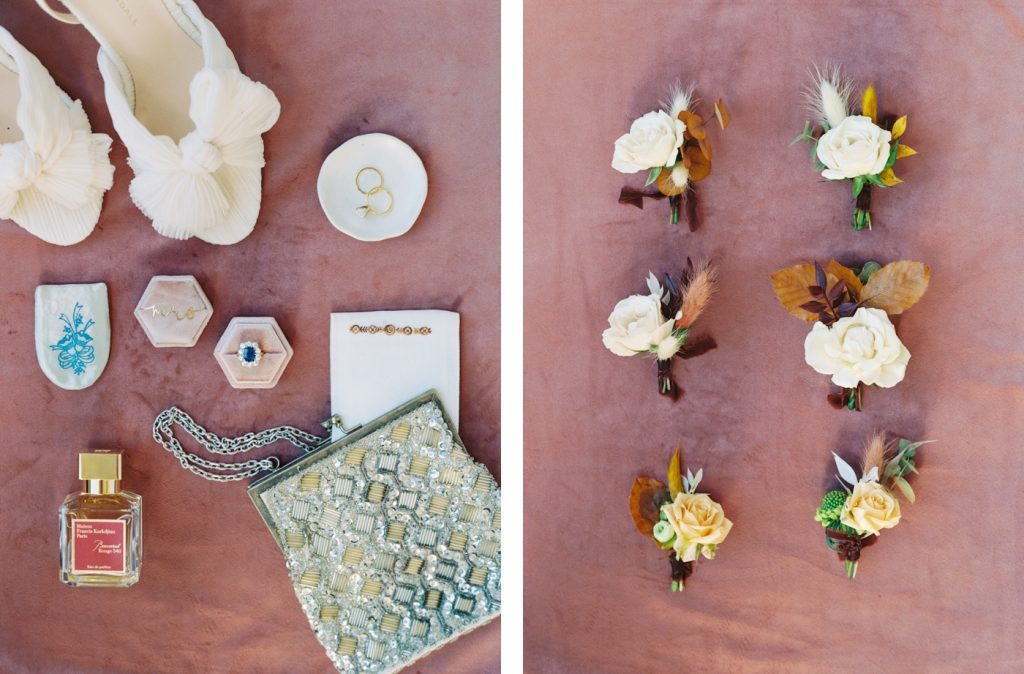 Wedding day details with flowers by Gray Harper