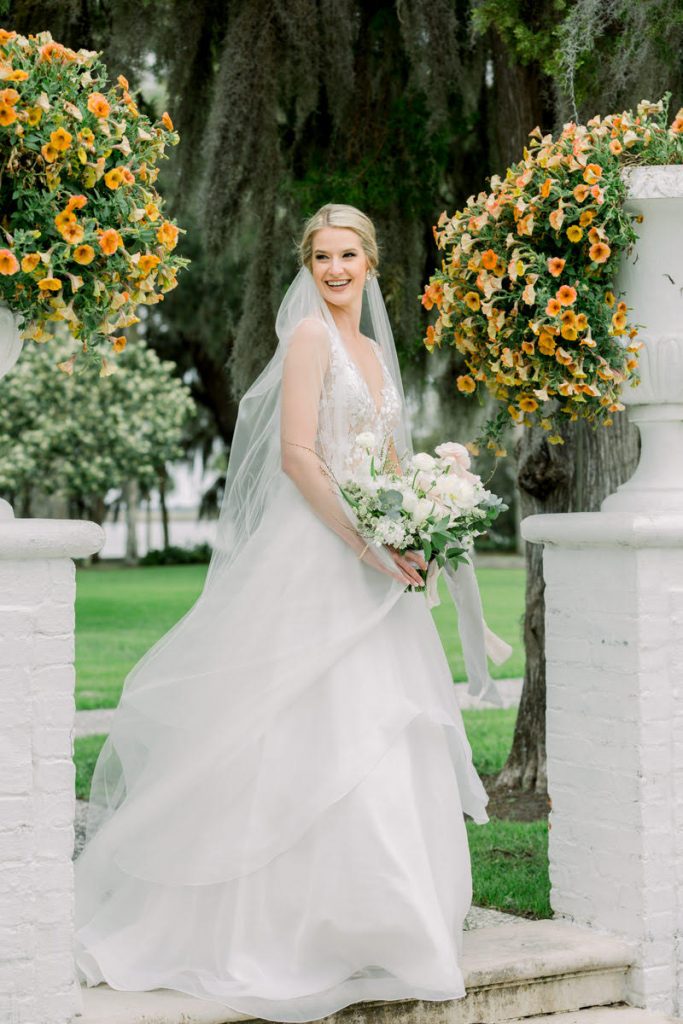 Southern bride holding bridal bouquet