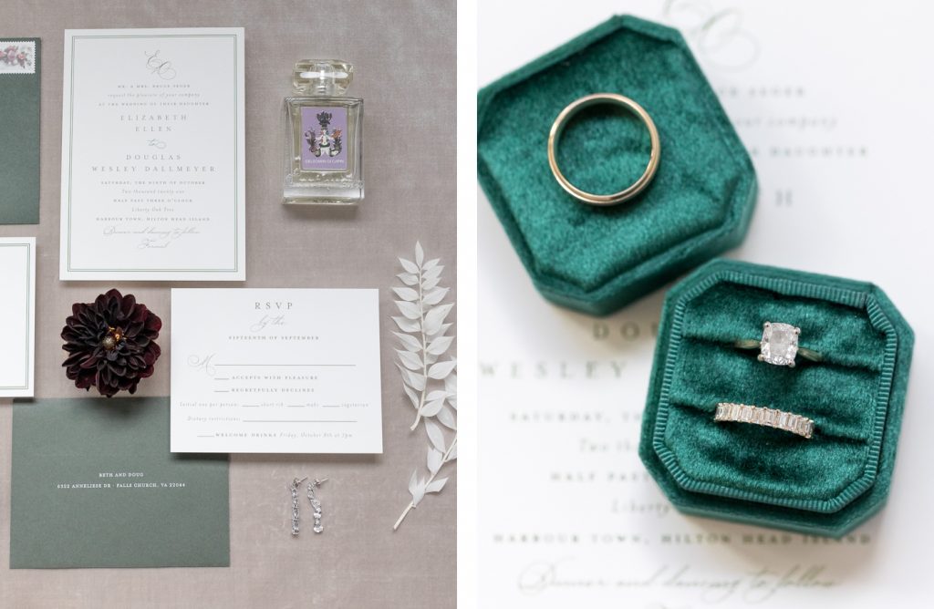 Green wedding day details for a fall wedding in Hilton Head