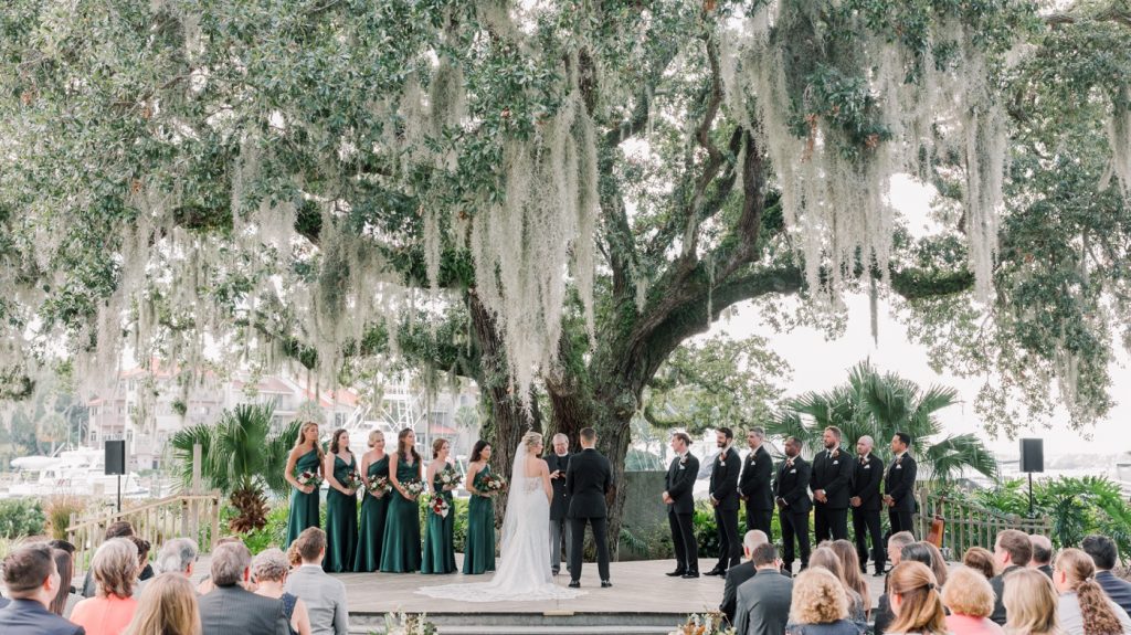 Wedding ceremony at The Liberty Oak at Sea Pines