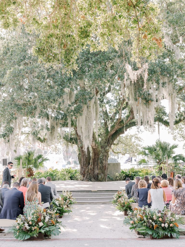 Wedding ceremony at The Liberty Oak at Sea Pines