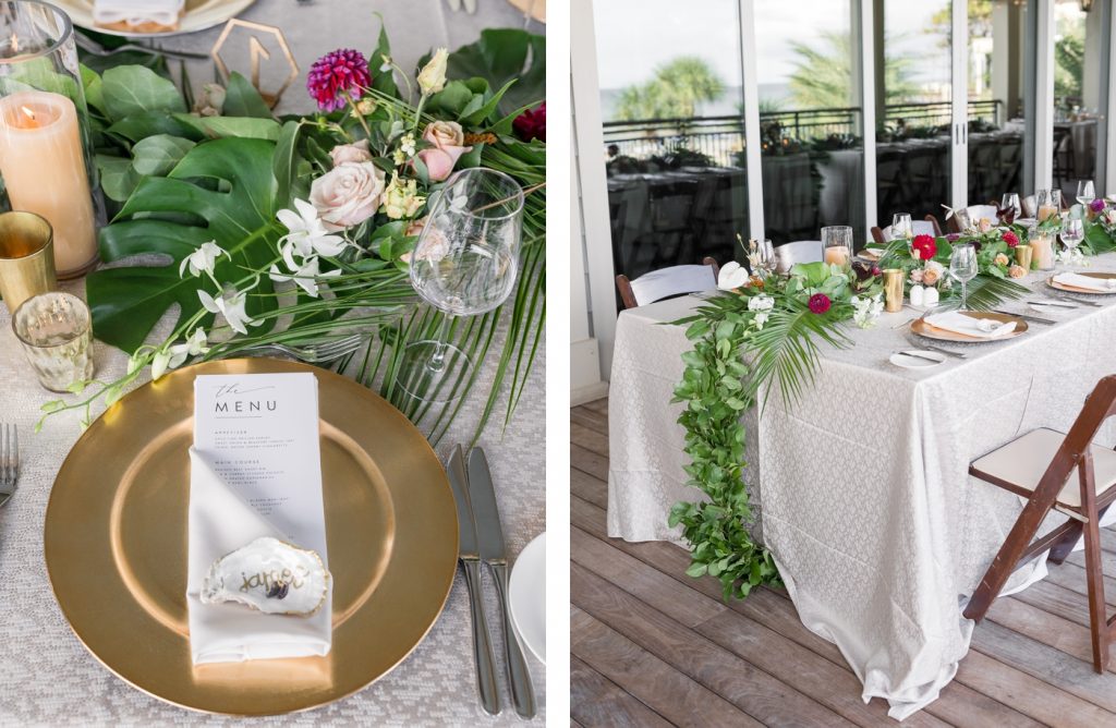 Outdoor reception on the patio at Sea Pines Resort