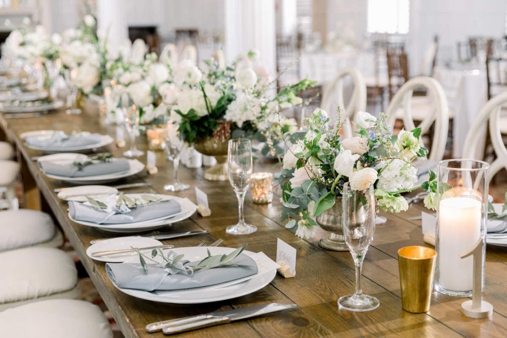 white wedding table decor