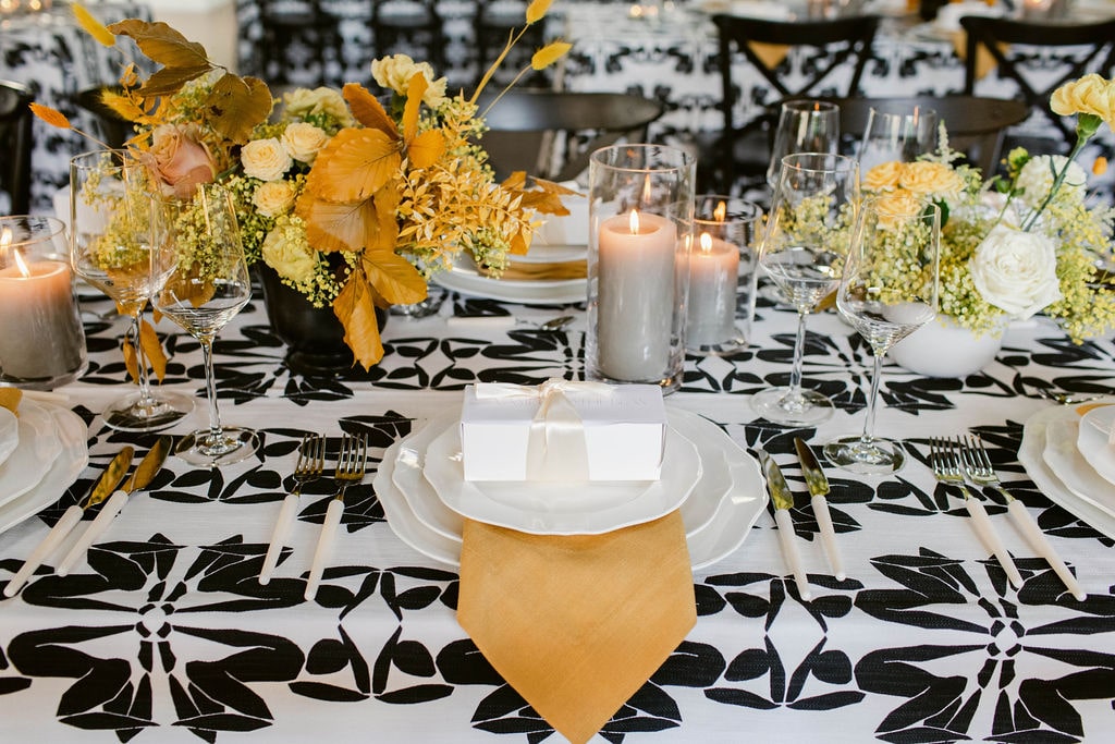 yellow monochromatic place setting