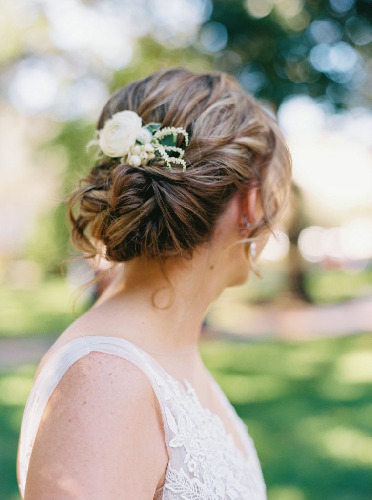 Bridal up do with flower