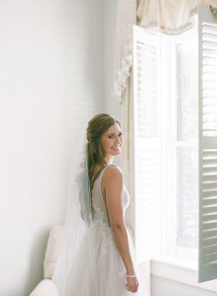 Savannah bride in lace wedding dress