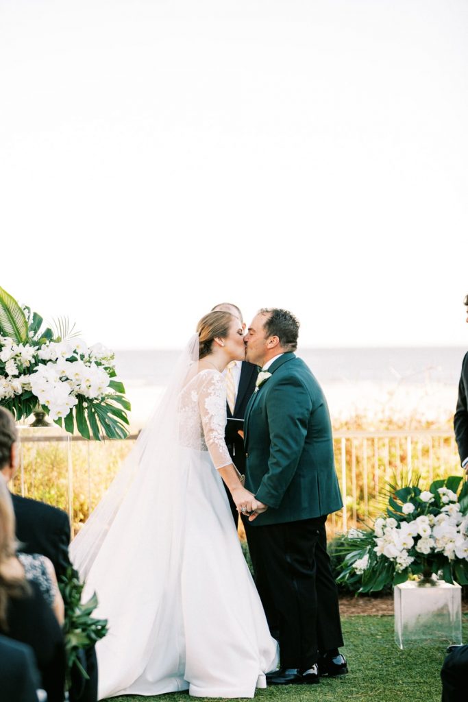 Bride and groom at Saint Simons Island destination wedding