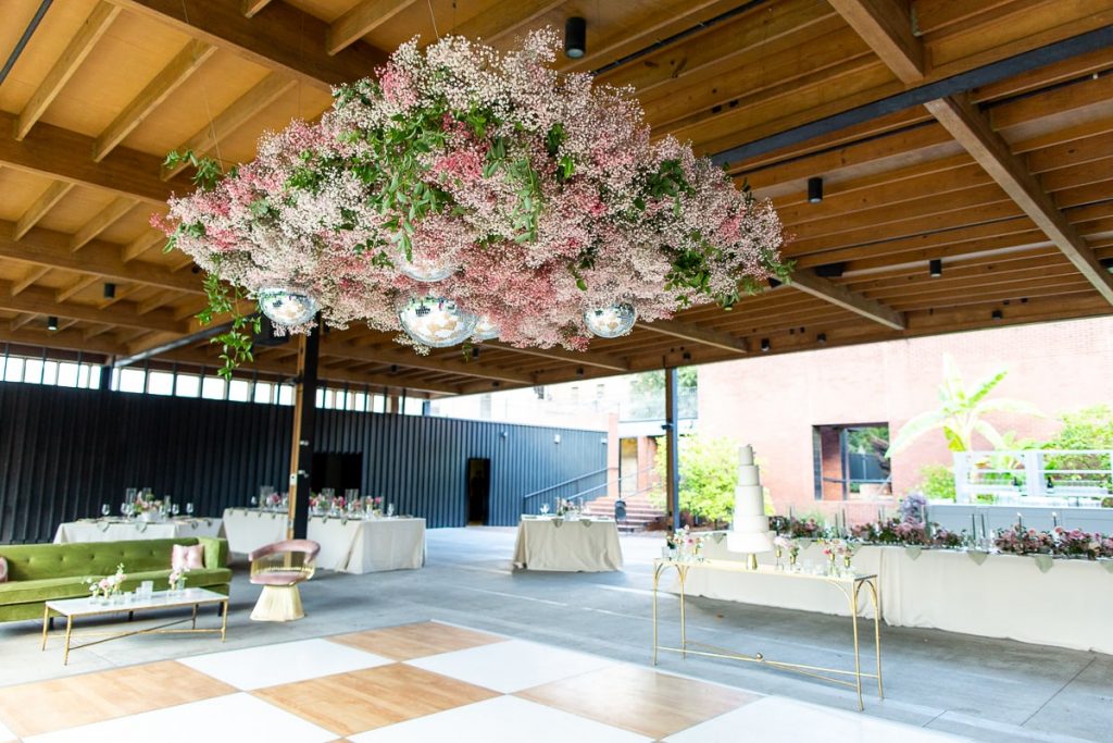 Reception decor for wedding at Ships of the Sea Maritime Museum