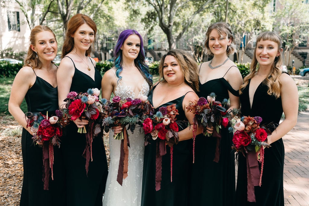 Savannah bride and bridesmaids