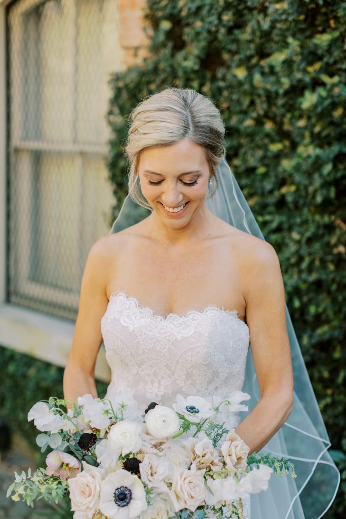 Bride with white bridal bouquet