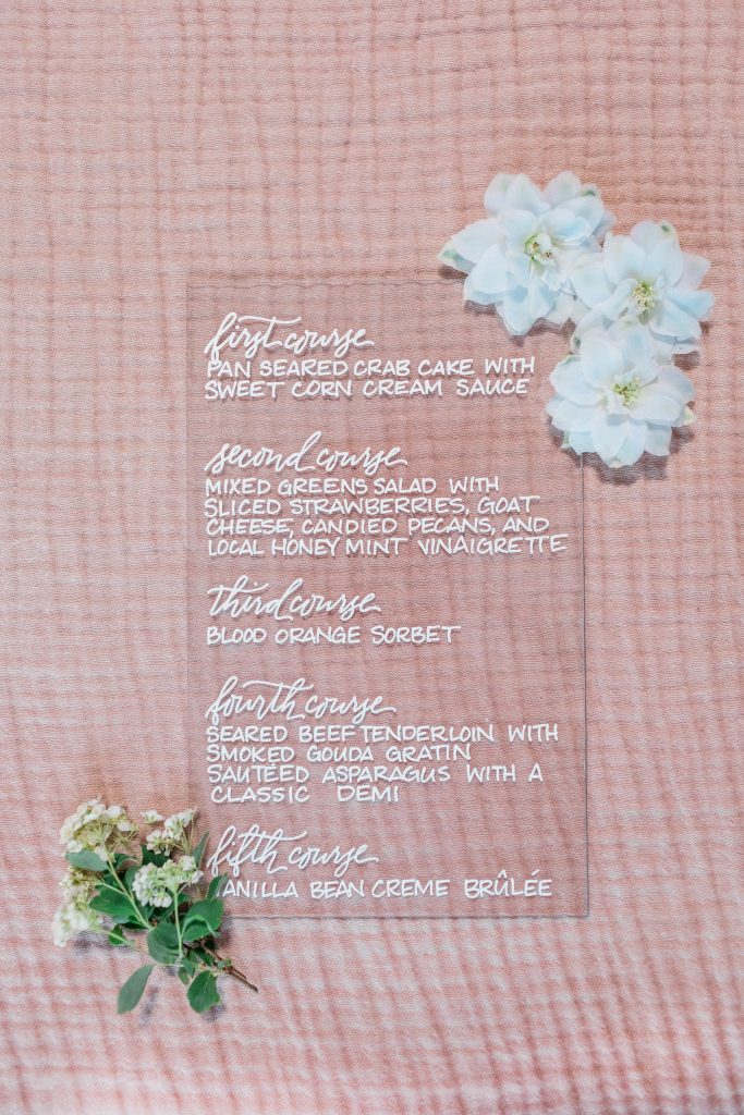 acrylic wedding menu
