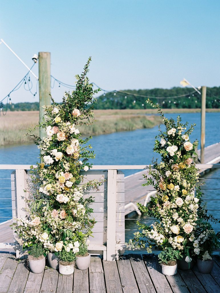 Asymmetrical floral wedding ceremony arch