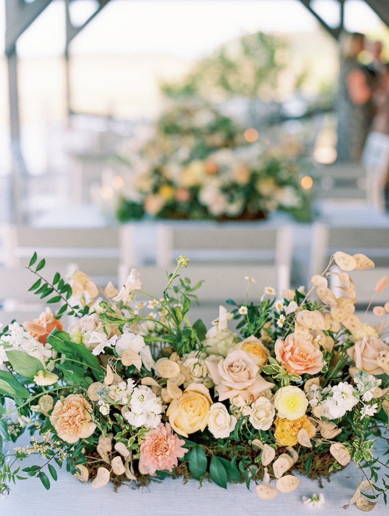 Peach, orange and yellow wedding flowers