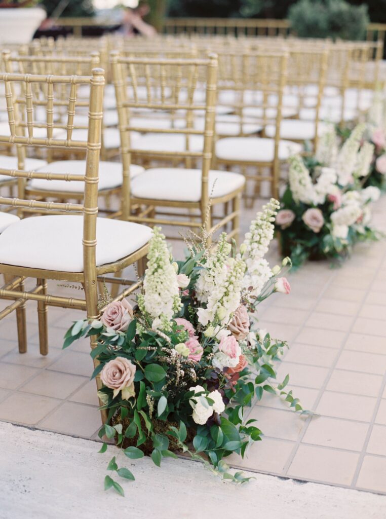 Aisle flowers with pink and white
