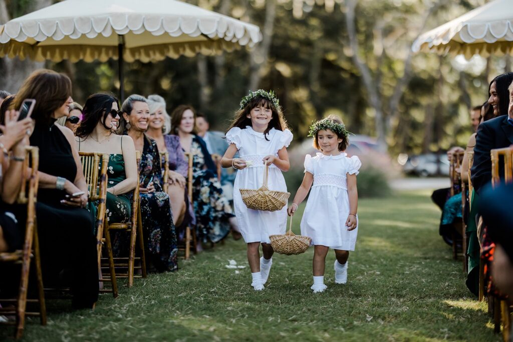 Flower girls at Forbes Farm wedding ceremony