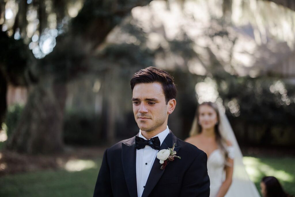 Bride and groom first look