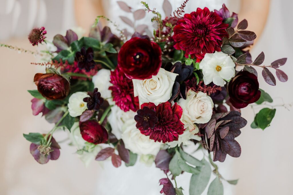 Burgundy and white bouquet