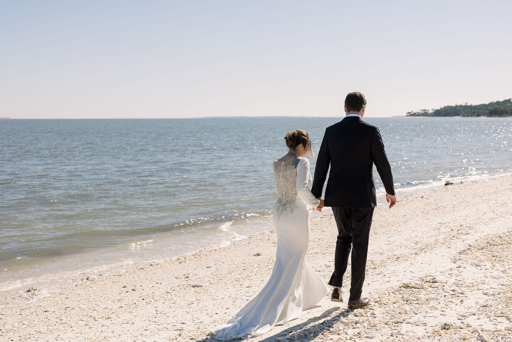 Bride and groom portraits on the beach
