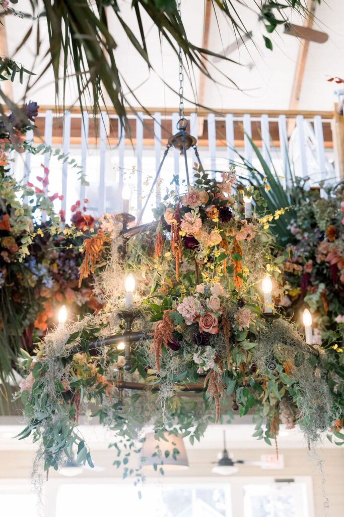 Floral chandelier with fall flowers