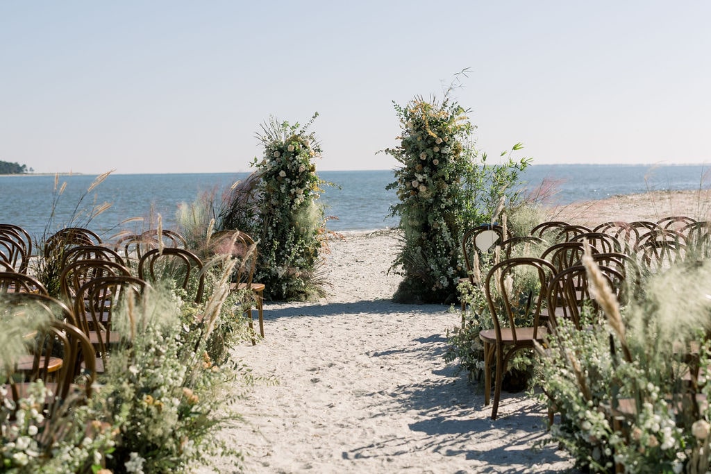 Beach wedding ceremony backdrop