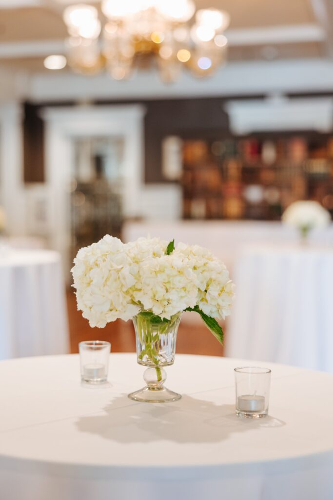 White flower centrepiece for cocktail table