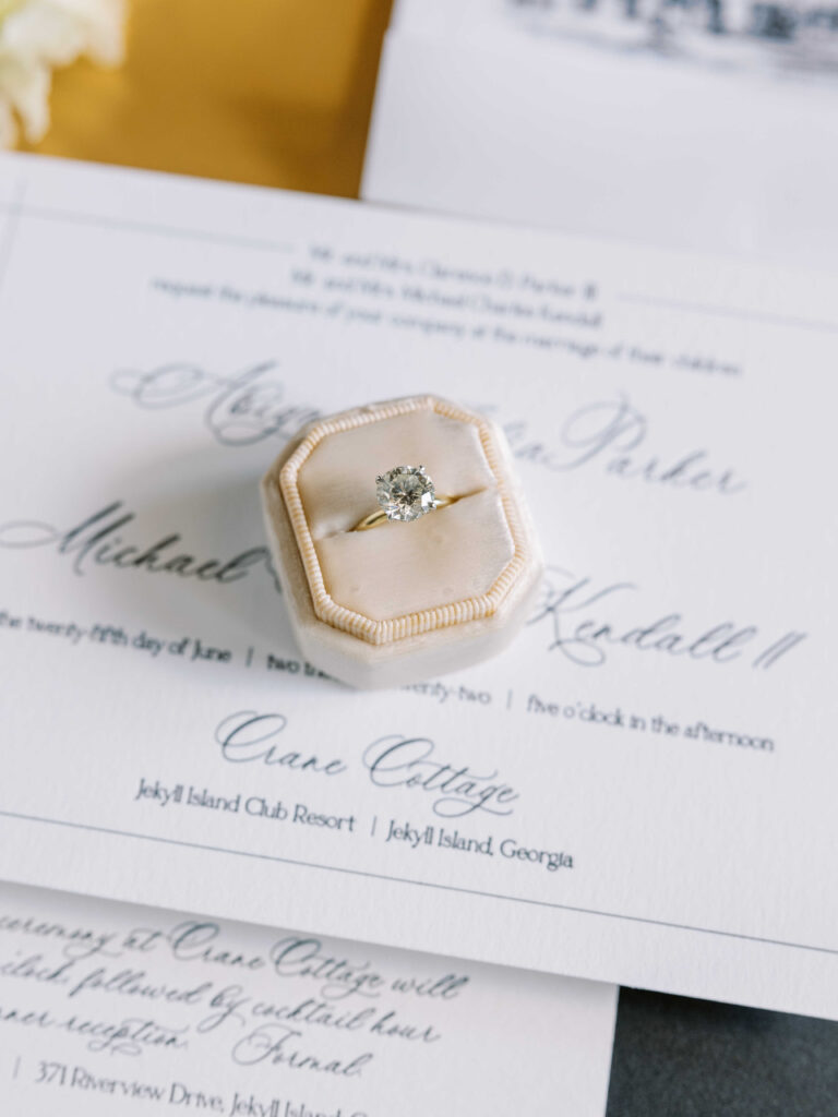 Engagement ring in blush ring box