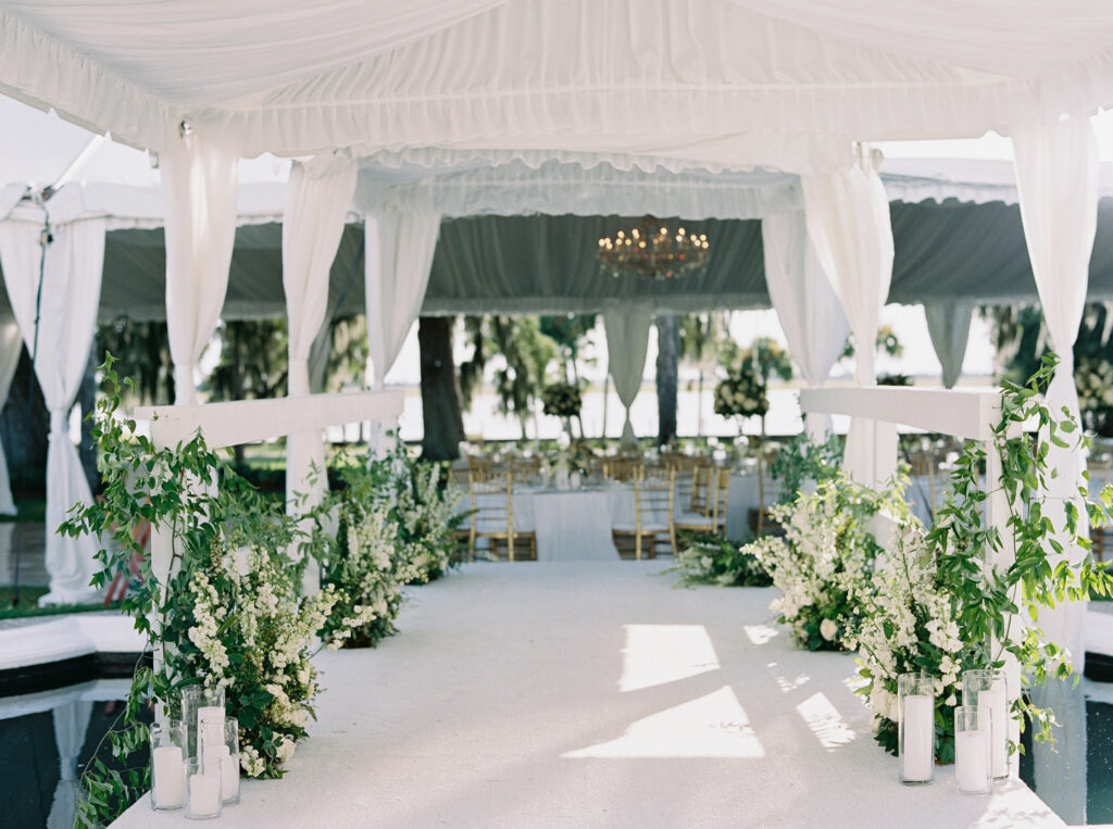 Jekyll Island Club wedding reception tent entrance