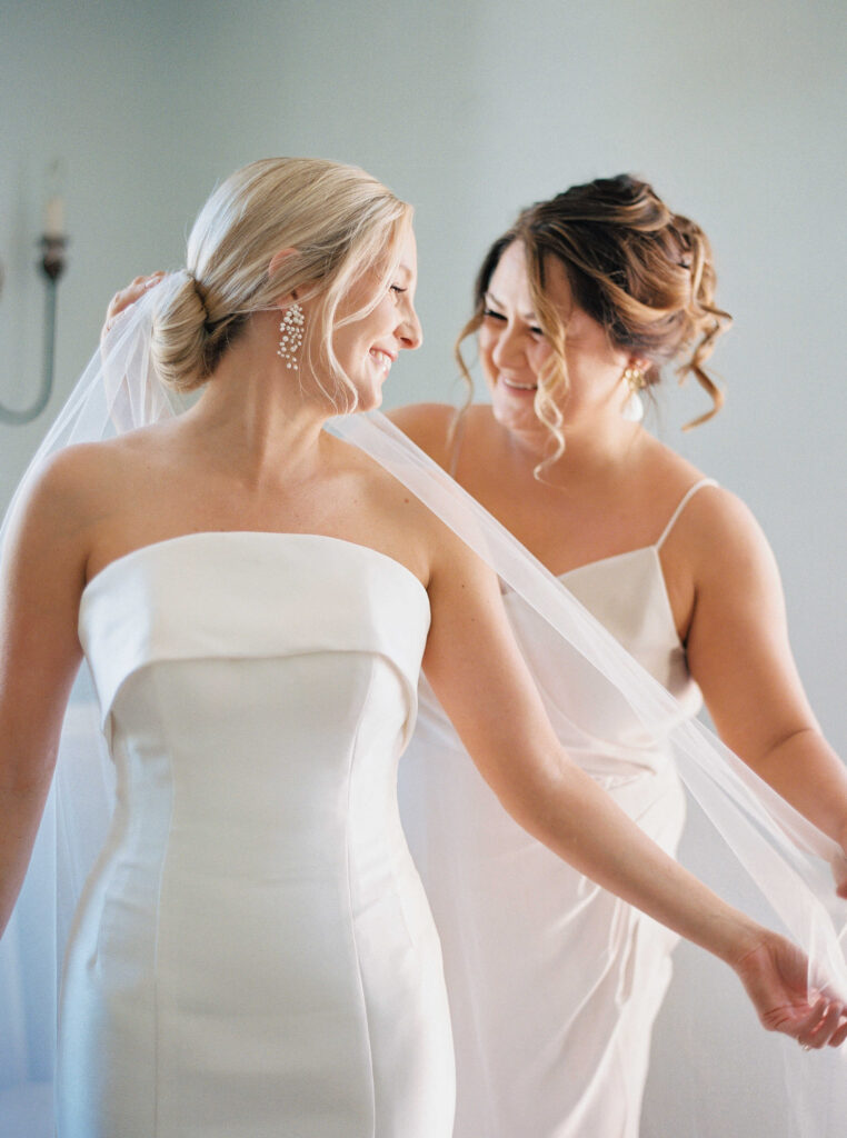 Bride getting ready with mom