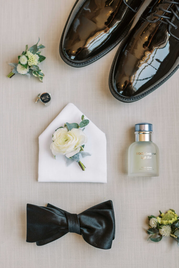 Groom shoes, bow tie & details