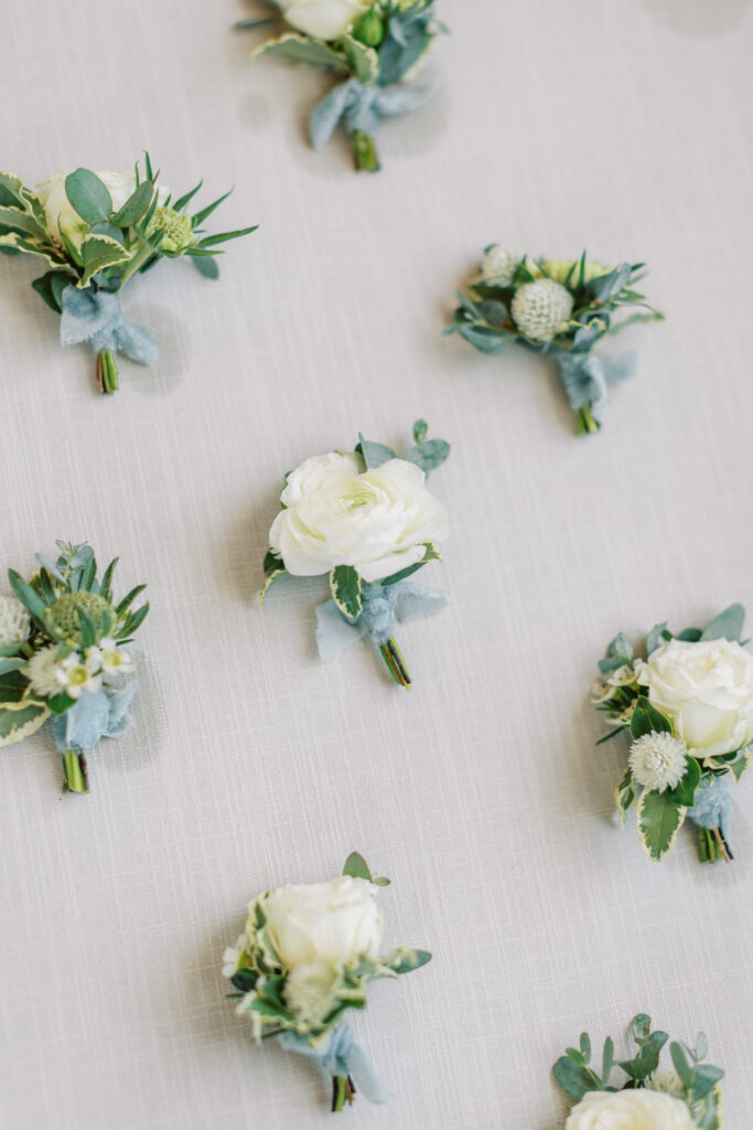White groom Boutonnieres  