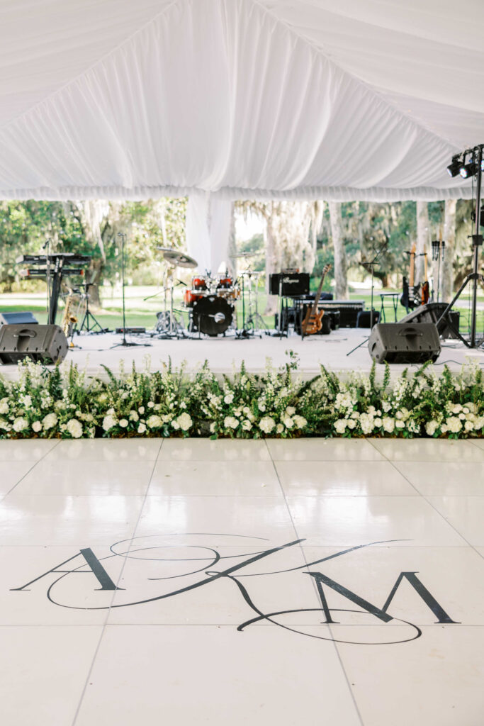 Dance floor white black and white monogram