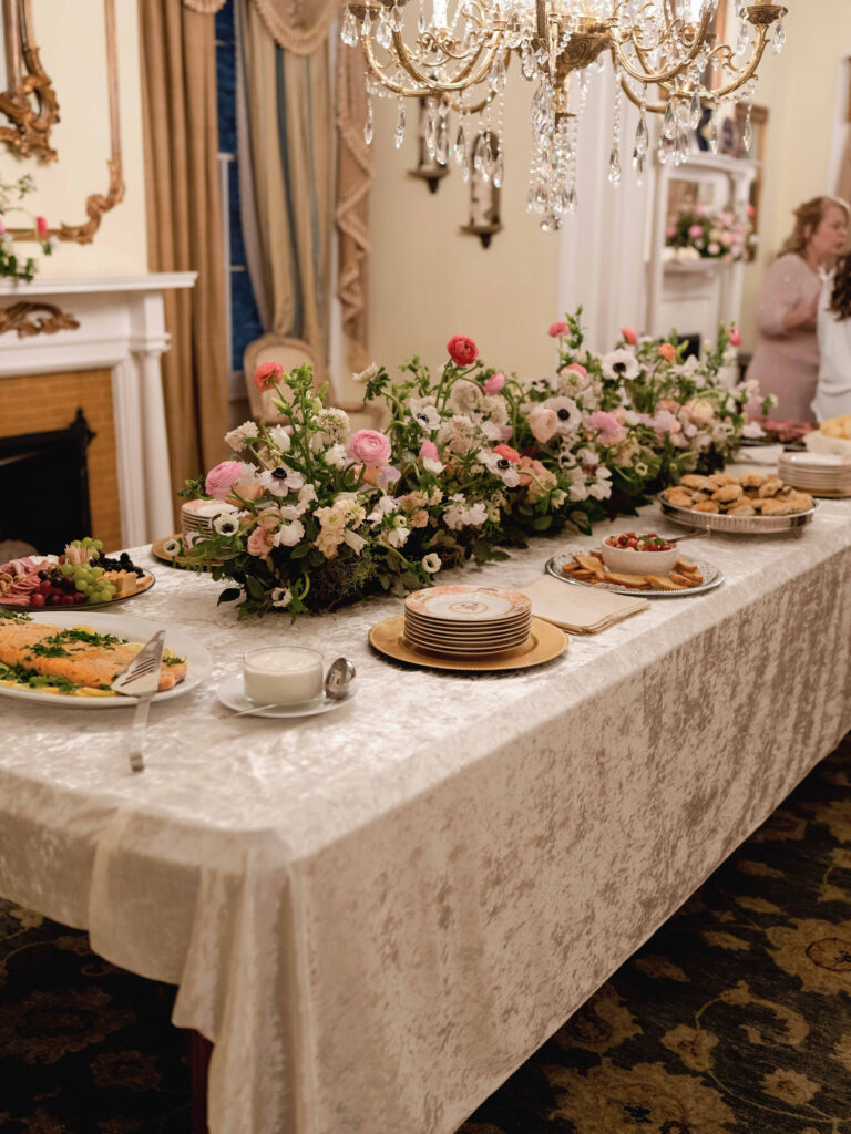 Floral table runner a Savannah Vow Renewal